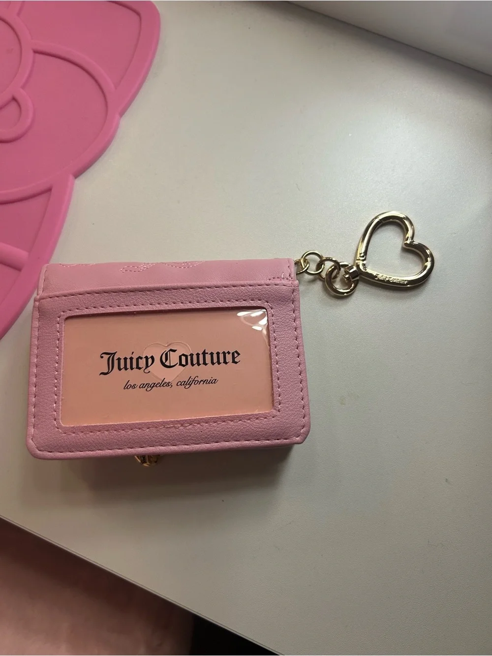 Juicy Couture Cream Quilted Card Holder with Gold Hardware/ Broken